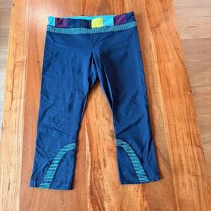 Lululemon Women's Navy Blue Fast and Free Cropped Leggings Size 10